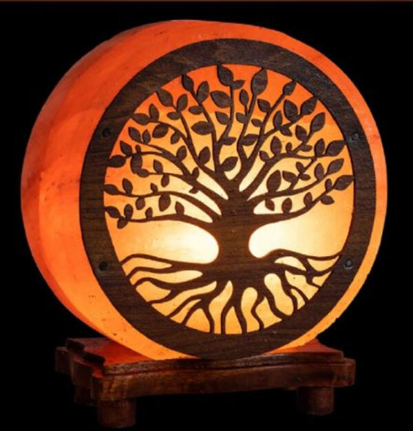 Pink Salt Multicolored USB Lamp with 3d plate TREE of  LIFE