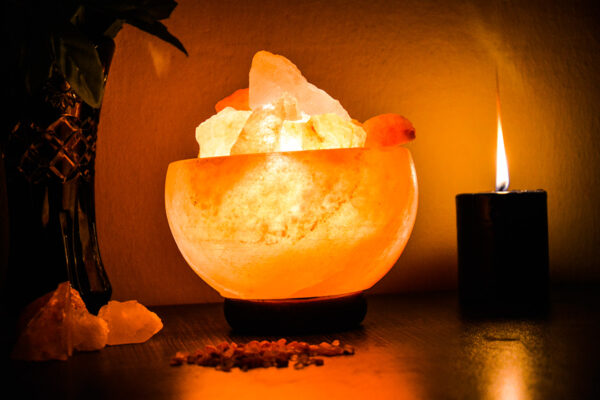 PINK SALT FIRE BOWL LAMP